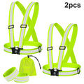 TOPTREK 2PC Reflective Running Vest Adjustable High Visibility Reflective Safety Harness Night Walking Cycling Motorcycle Bike Zpaxo 2PCS