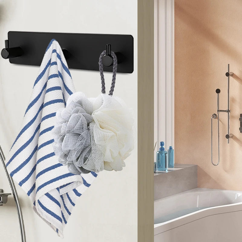 Stainless Steel Self-adhesive Hooks Towel Holder Coat Strong Hardware
