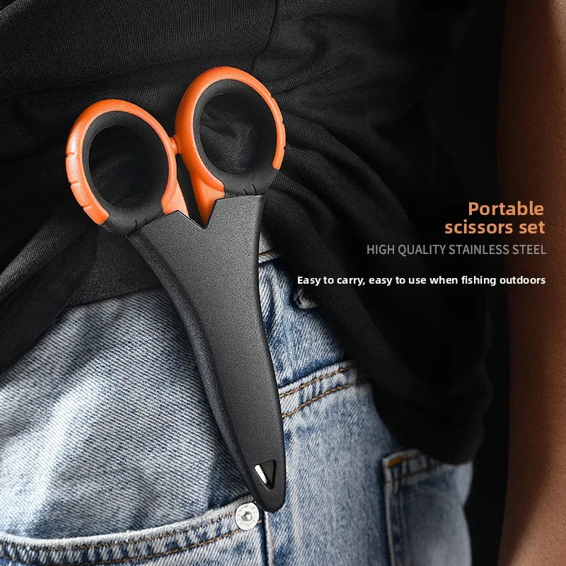 Stainless Steel Fishing Scissor Accessories Electrician Portable Scissors Plier Cut PE Braid Line Lure Carp Fishing Tools Zpaxo