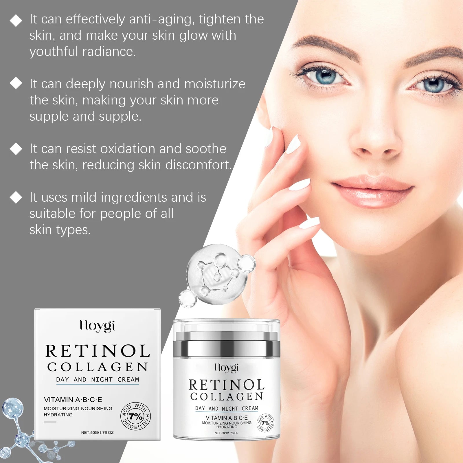 Hoygi Retinol Anti-Aging Face Cream | Collagen & Vitamin C 50g Anti-Aging Face Cream Zpaxo
