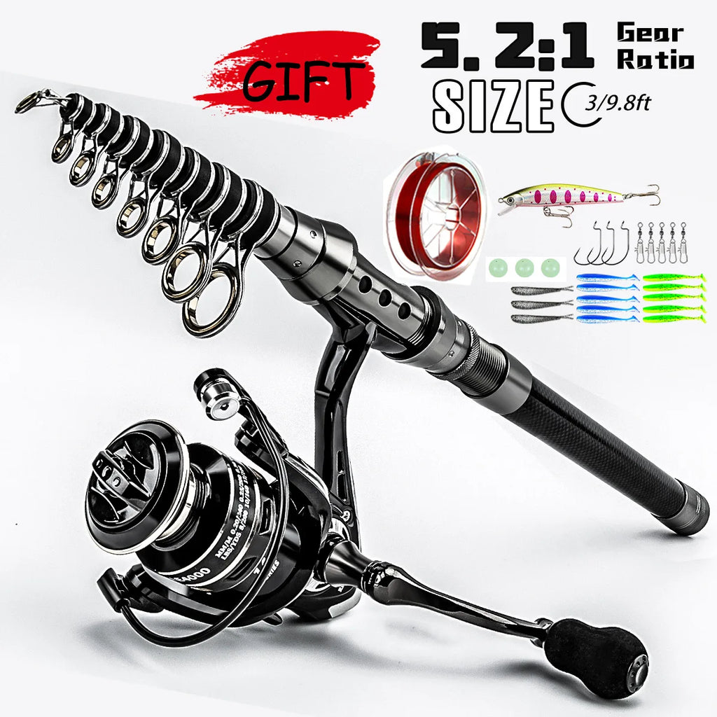 Telescopic Lure Fishing Rod Set – Baitcasting Sea & Lake Rod