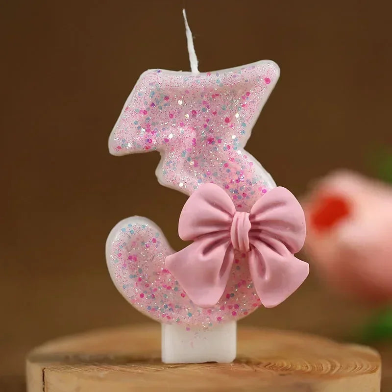 1 2 3 4 5 6 7 8 9 3D Number Candle Cake Number Cake Candle Pink Glitter Birthday Candle Topper Birthday Party Cake Decor Hot Zpaxo 3
