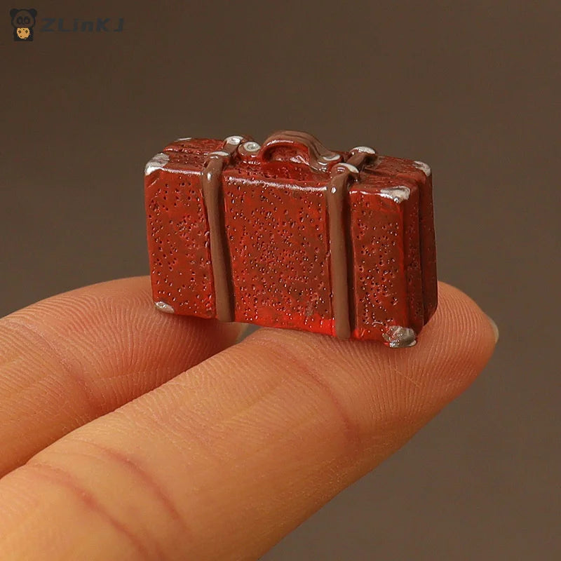 ▶1:12 Dollhouse Miniature Leather Luggage Trunk Suitcase Vintage Hand Bag Briefcase Home Model Decor Toy Doll House Accessories Zpaxo