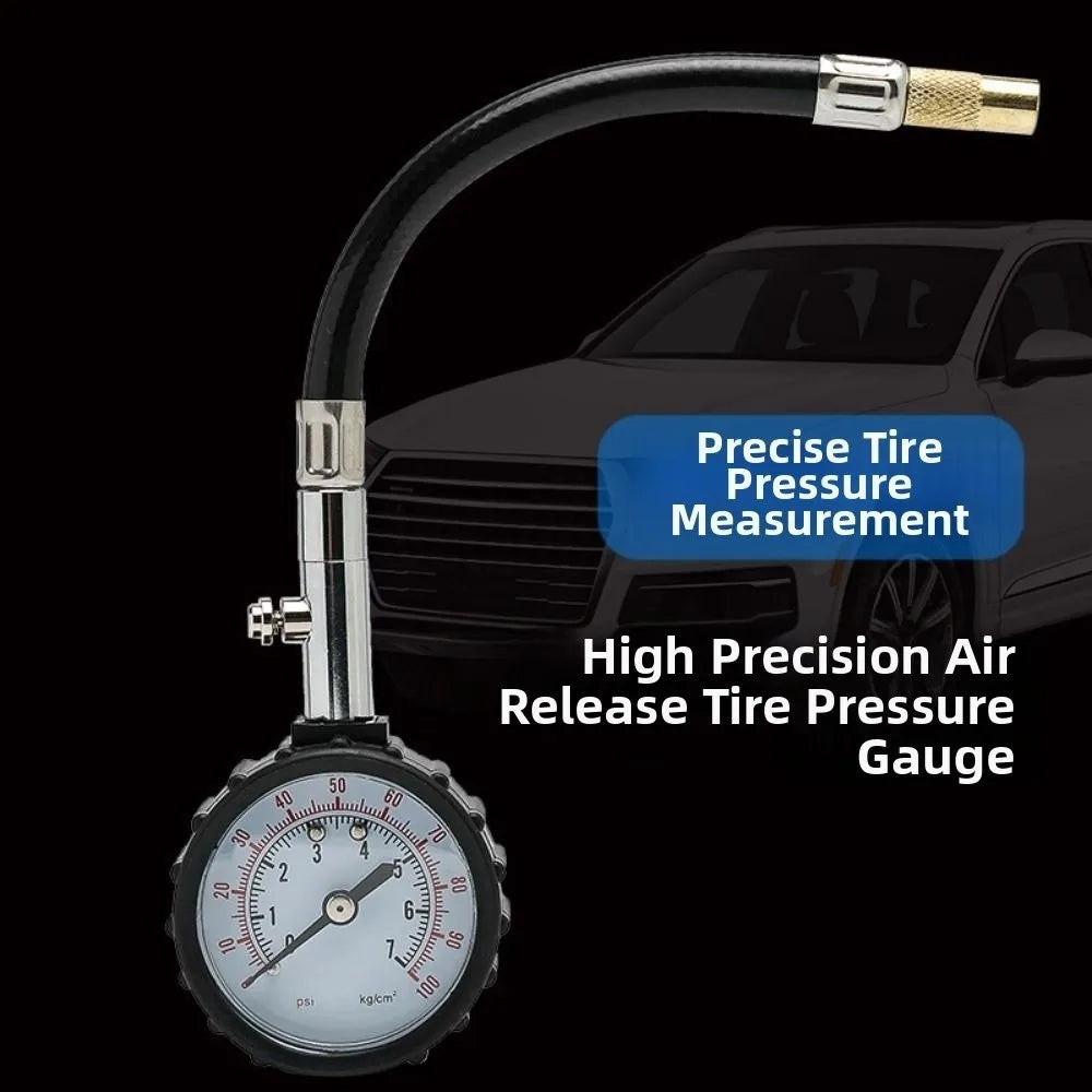 High-precision Tire Pressure Gauge Long Tube 0-100PSI Range Tyre Air Zpaxo