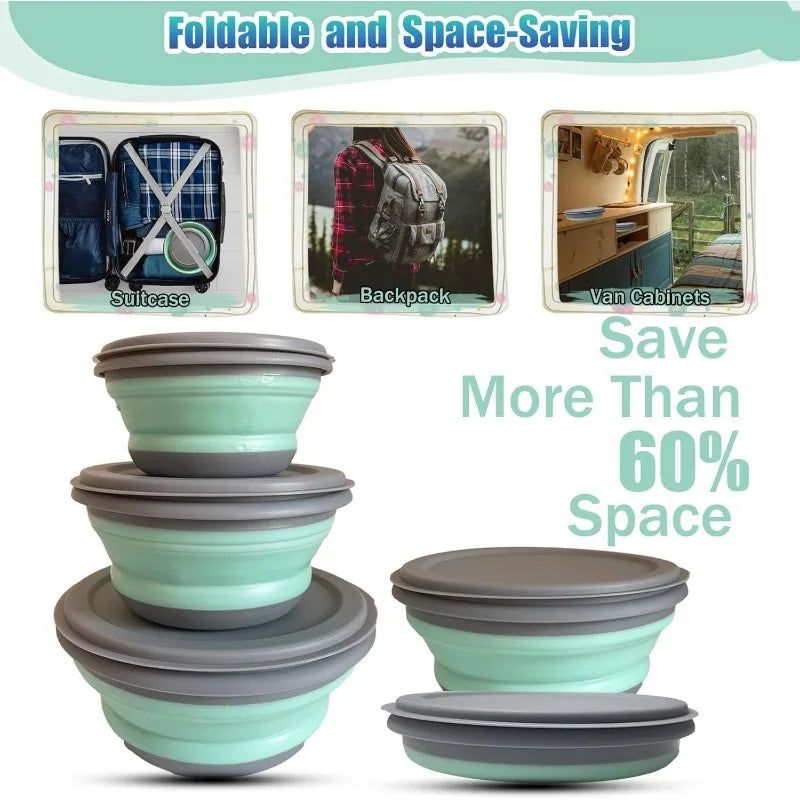 Silicone Folding Lunch Box Collapsible Portable Bowls Picnic Camping