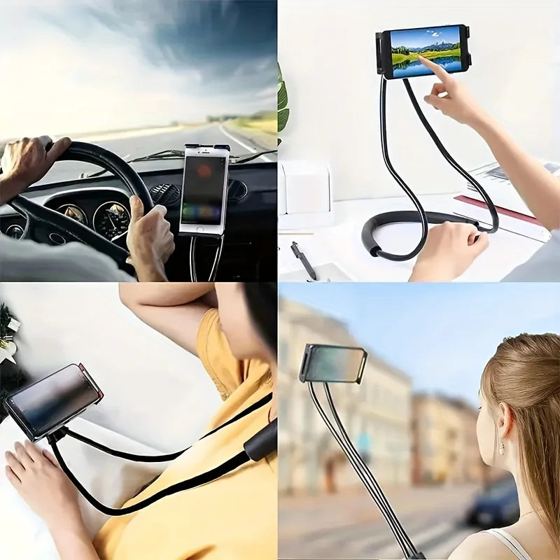 Multi-functional Neck Mount Phone Holder Adjustable Height 360 Degree