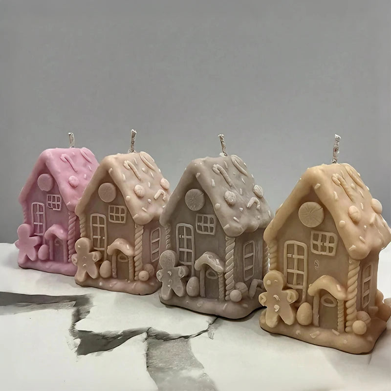 3D Christmas House Candle Silicone Mold Gingerbread House Aroma Soap Gypsum Plaster Crafts Mold Home Decor Christmas Gift Zpaxo