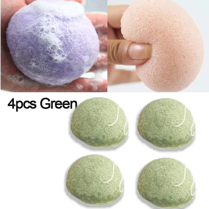 1 Face Round Makeup Remover Tools Natural Konjac Facial Cleansing Zpaxo 4pcs Green
