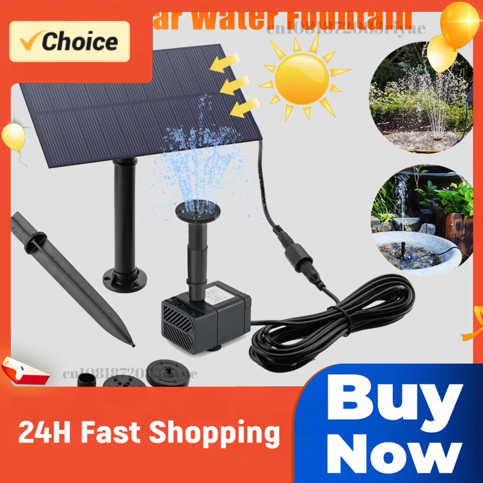 Solar Fountain Pump 5W 5V Power Board Panel Water Garden Pool Bird