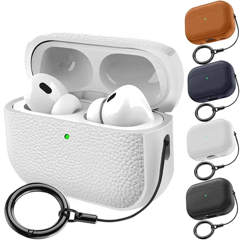 TPU Leather Case For AirPods 4 3 2 1 Earphones Protective Cases For Apple Air Pods Pro 1st 2nd Gen Cover Headset Shell With Hook Zpaxo
