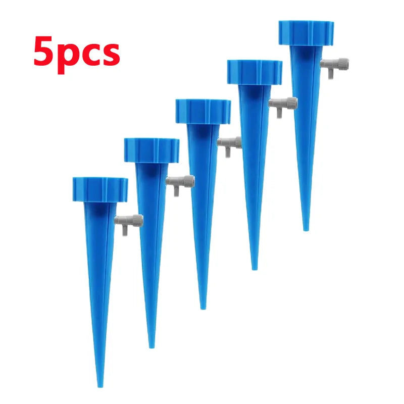 5/10pcs Automatic Drip Irrigation System Self Watering Adjustable for Flower Plants Greenhouse Garden Auto Water Dripper Device Zpaxo Blue- 5Pcs