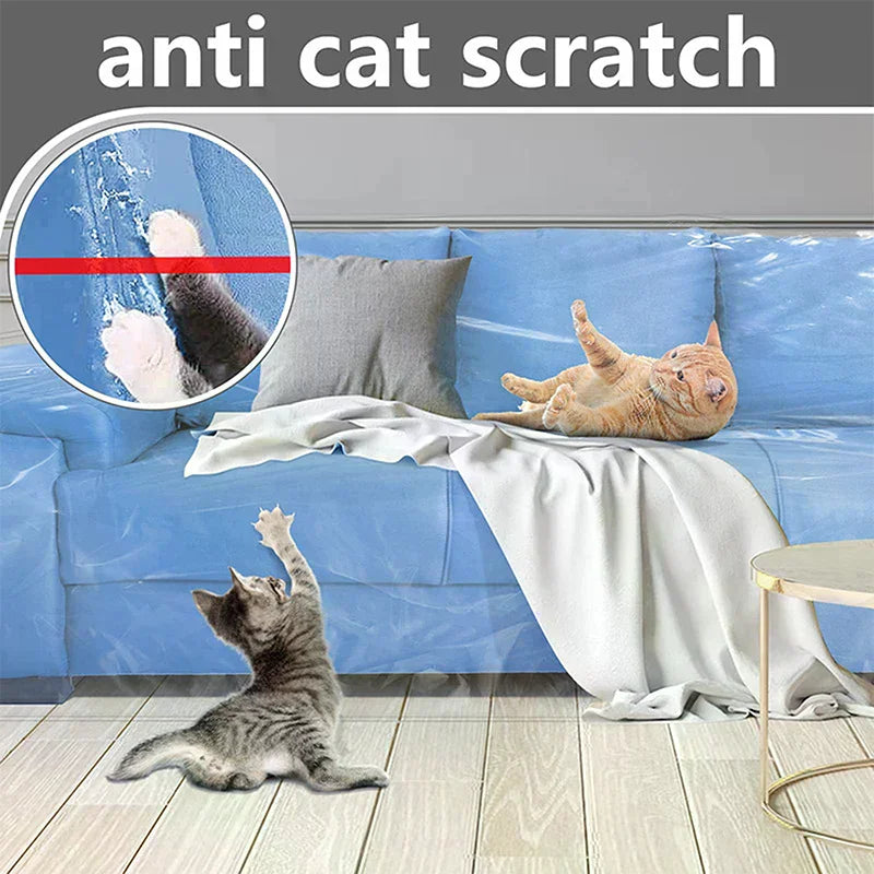 Couch Cover Pet Plastic Cover Transparent Cat Scratch Protector Waterproof Sofa Cover For Protection Against Cat Dog Clawing Zpaxo