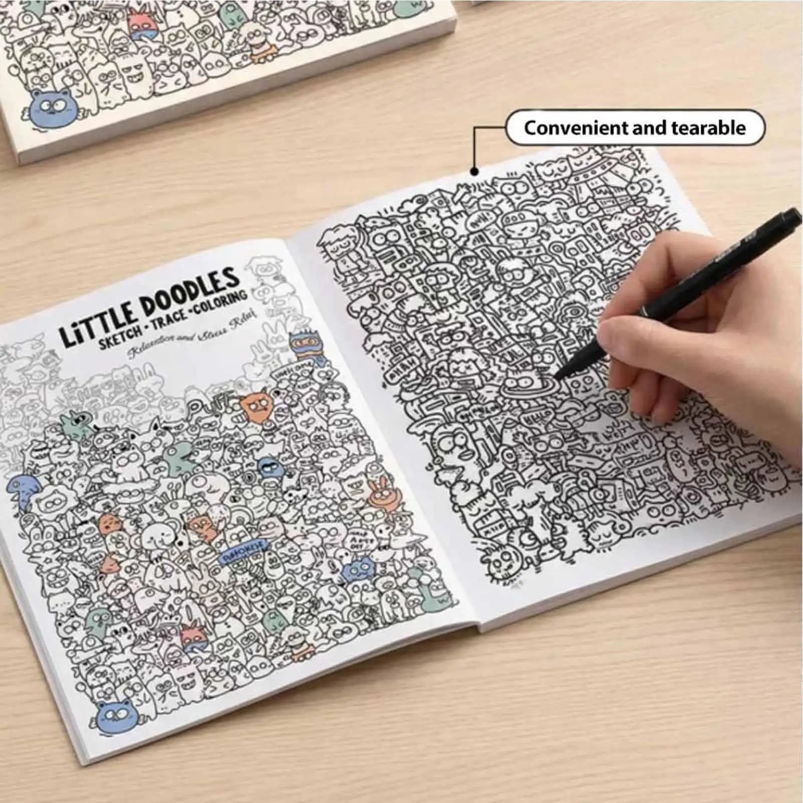 Doodle Art Coloring Book 30 Pages Digital Line Tracing Aesthetic Cute
