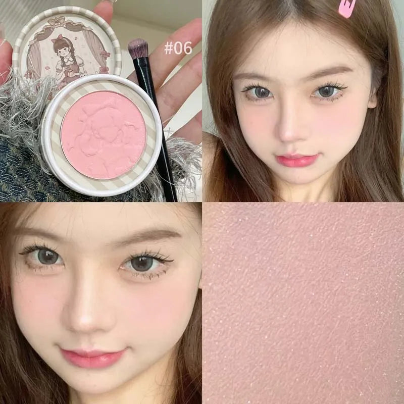 Monochrome Blush Palette Embossed Peach Milk Pink Cream Natural Cheek Zpaxo 06