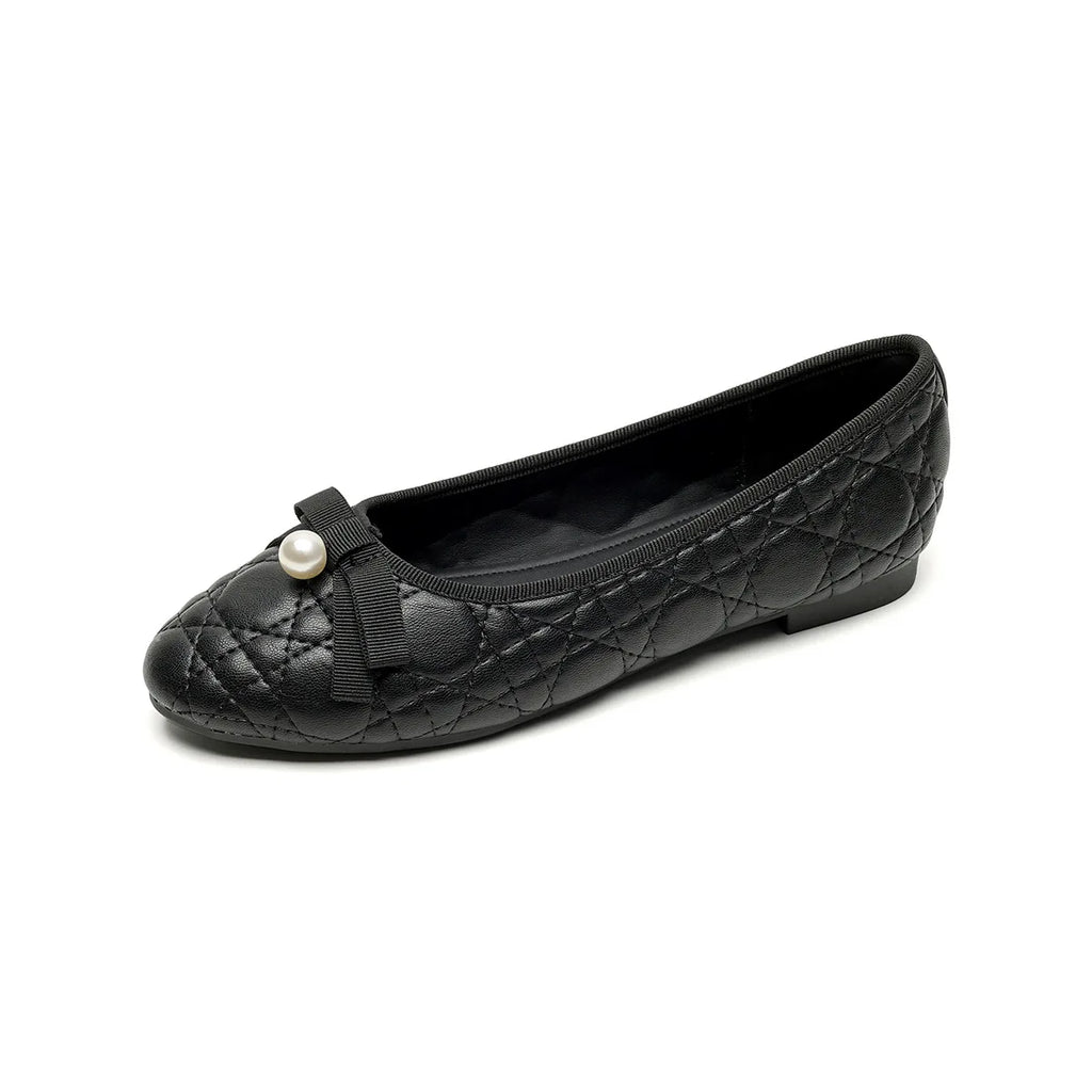 Flat Shoes Women 2025 Spring and Autumn Women Round Toe Black Shallow Mouth Flat Shoes Plus Size Women's Shoes Loafers Ladies Zpaxo black 42