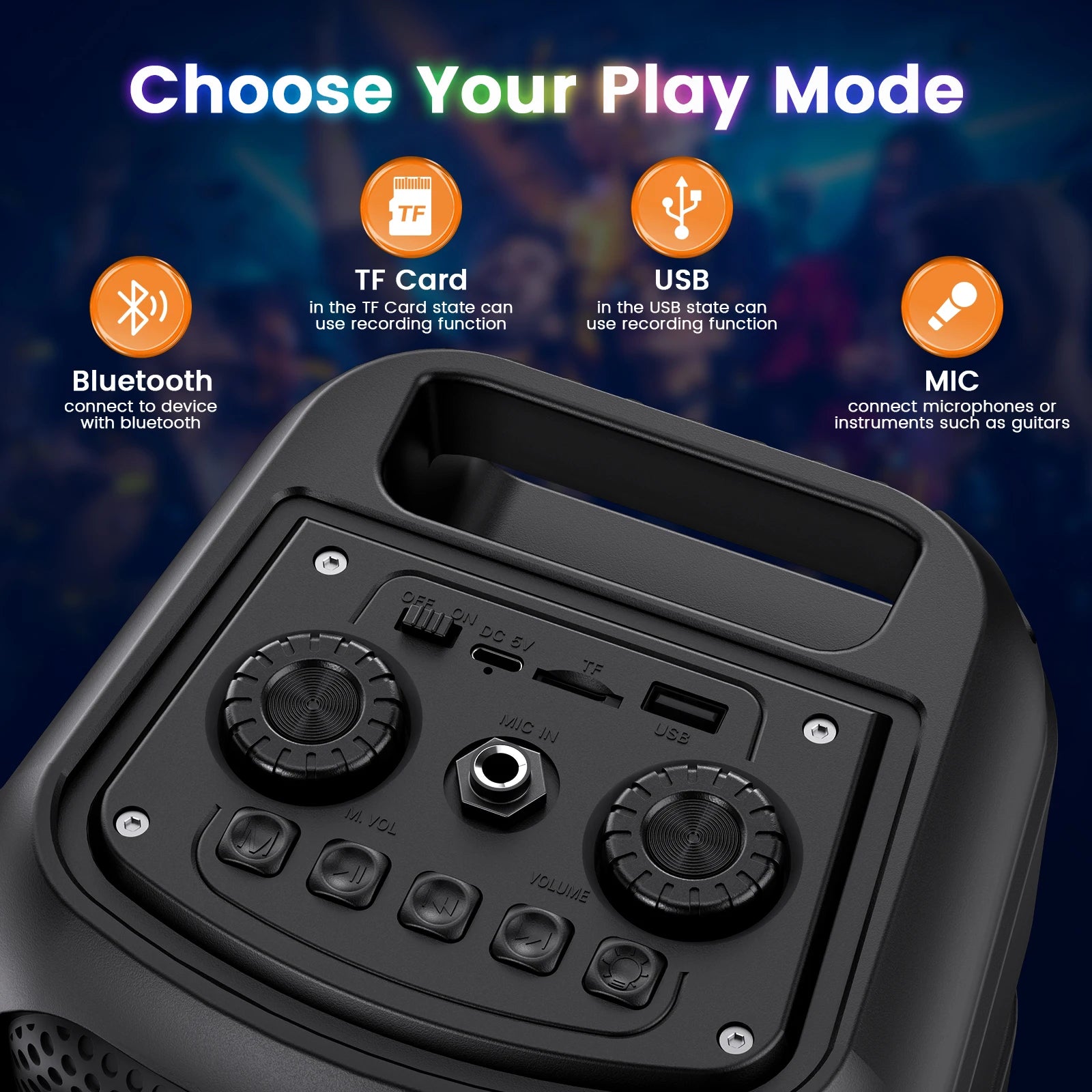 JYX Karaoke Speaker 2 Wireless Microphones Portable Bluetooth DJ