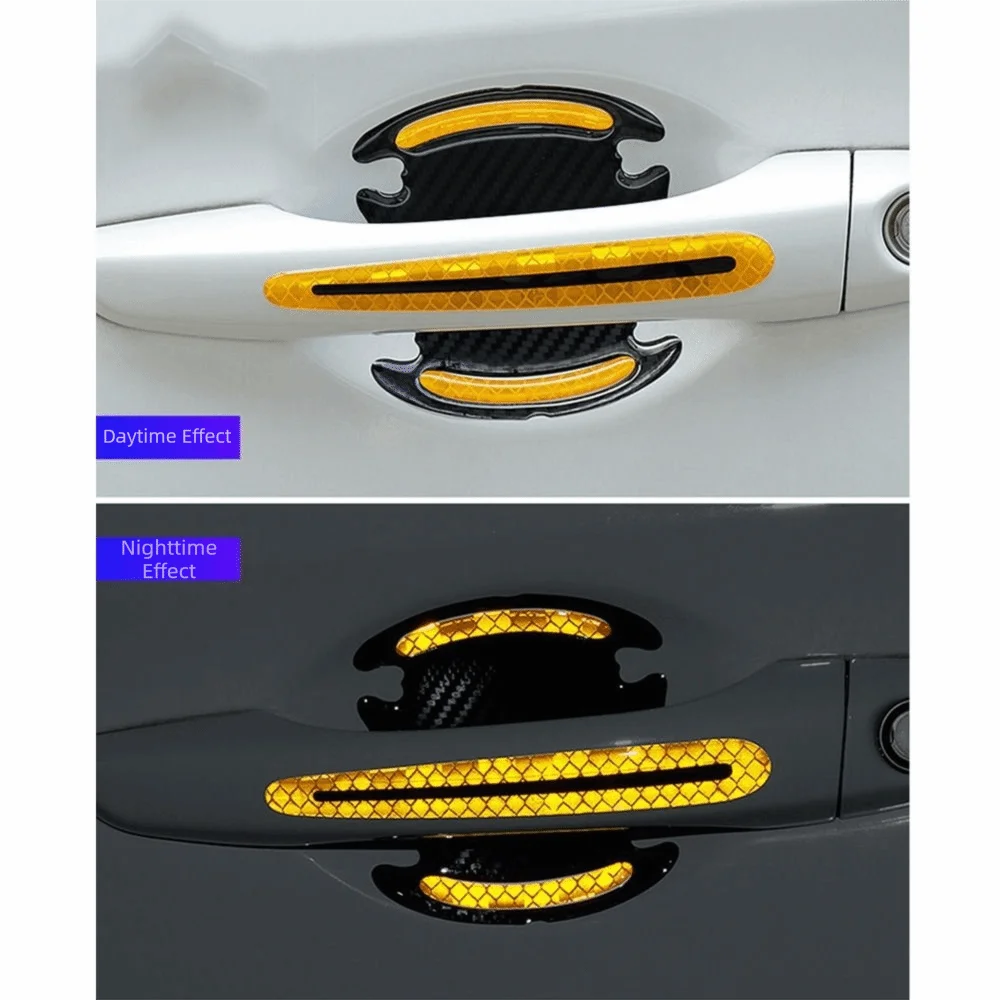 Carbon Fiber Car Handle Protector Self-adhesive Reflective Door Guard Zpaxo