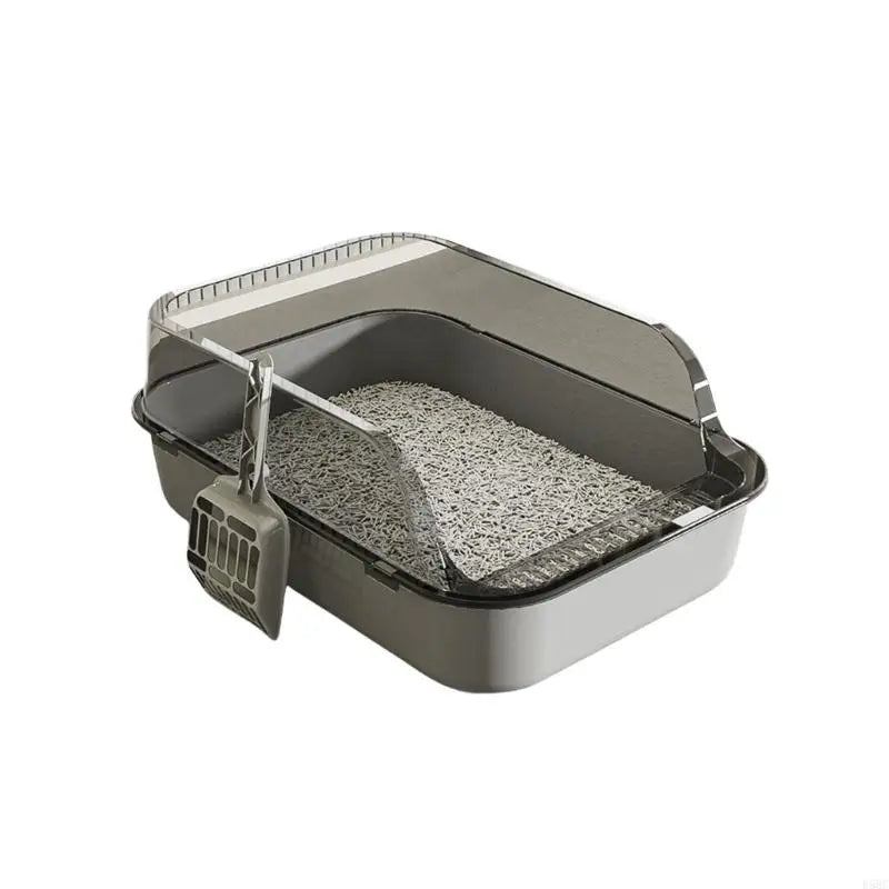 Semiclosed Cats Litter Pan Thick Antipill Wall Space Box Multiple Zpaxo for Sky clouds gray for Medium size CN