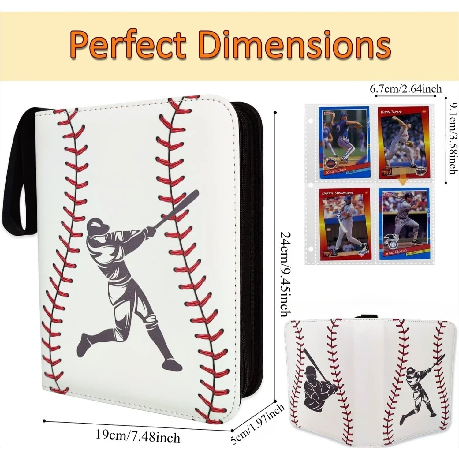 Trading Card Binder 400 Pockets 50 Pages Zipper 3-Ring Album