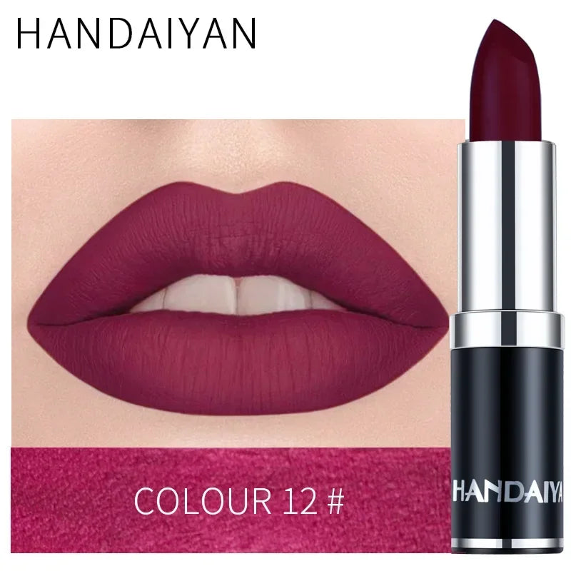 Matte Pink Velvet Lipstick Sexy Nude Red Brown Purple Lipgloss Gloss