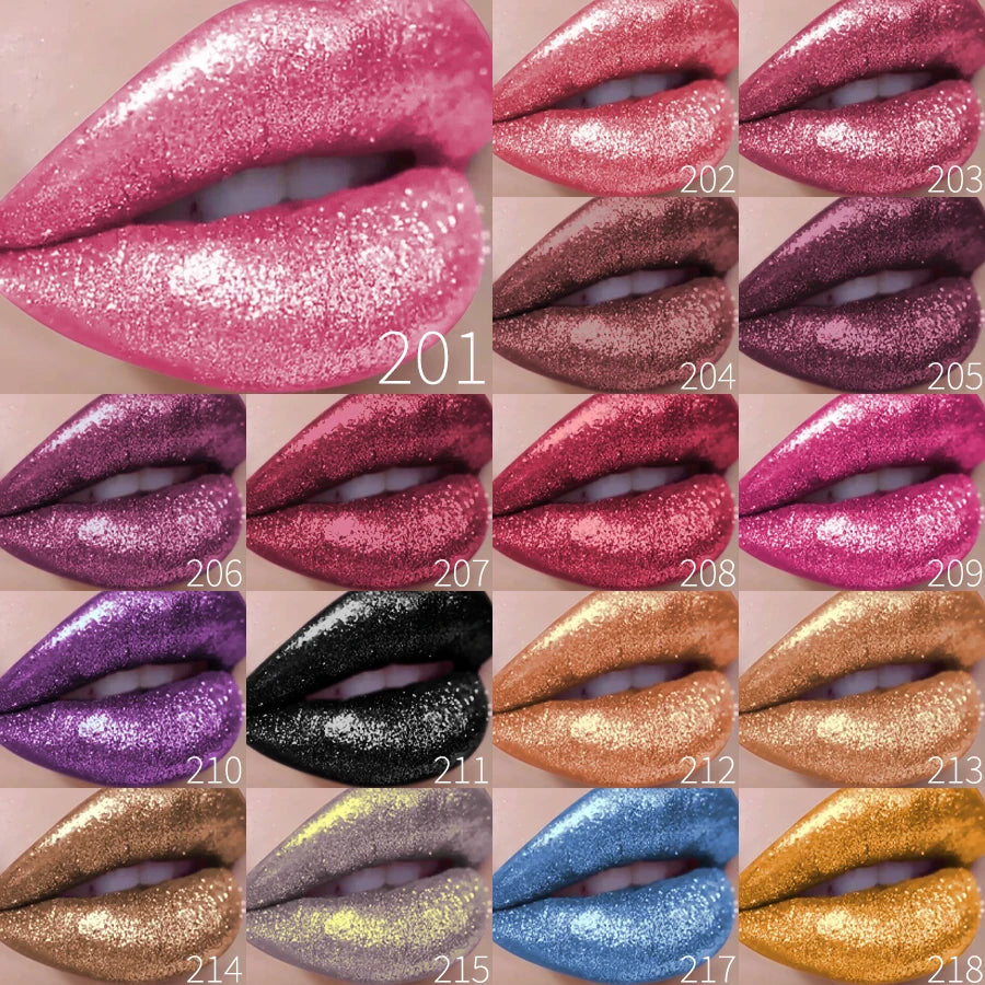 18 Colors Diamonds Glitter Lip Gloss Long Lasting Waterproof Liquid