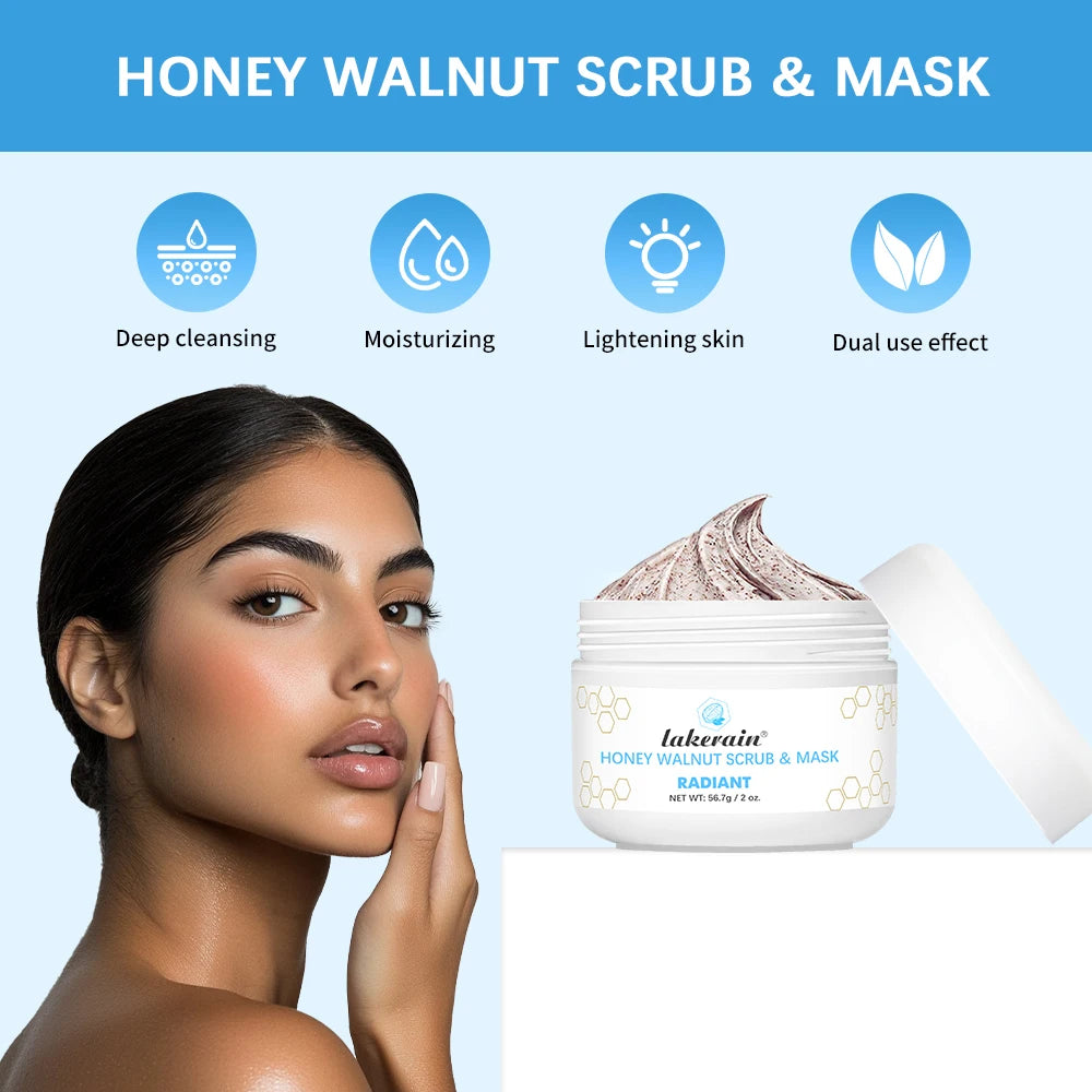 Facial Scrub & Face Exfoliator Mask Moisturizing Brightening Nourishing Deep Cleansing Honey Walnut Facial Exfoliants Skin Care Zpaxo