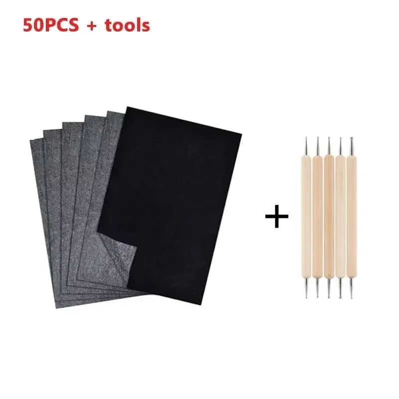 A4 Carbon Paper Reusable Image Paper Pattern Letters Tracing Paper Copy Paper Copy Carbon Paper Painting Tracing Accessories Zpaxo 50PCSBlack Set