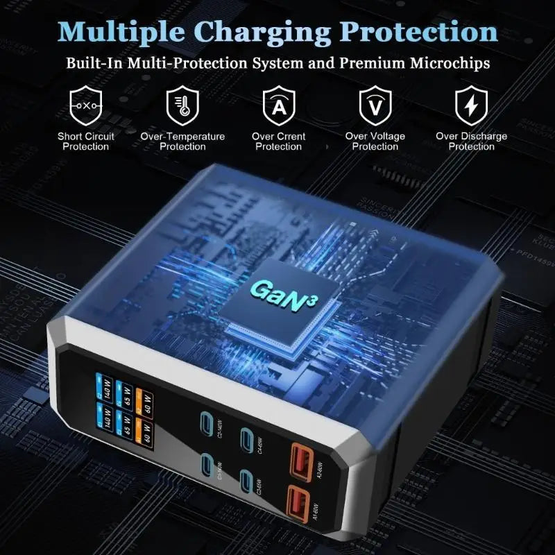 652F 240W USB Charging Station 6 Port Desktop Fast C Adapter Zpaxo