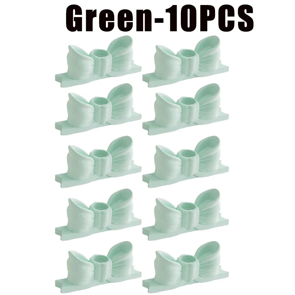 Gypsum Bow Candle Holder Long Candlestick Wedding Birthday Party Home Zpaxo Green-10PCS