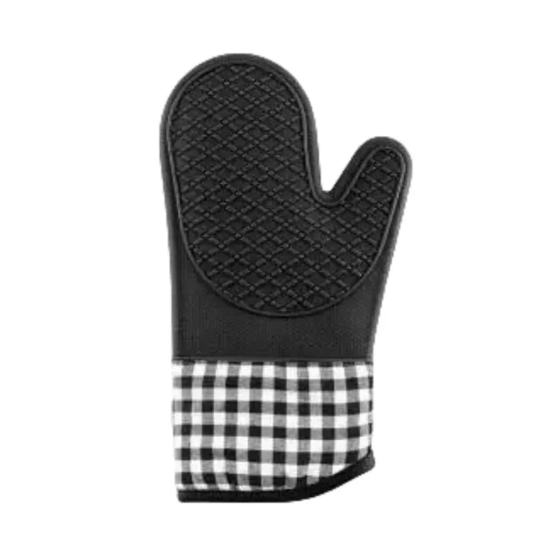 2/1pcs Silicone Insulated Glove, Anti Slip, Lengthened, Thickened, High-Temperature Resistant Kitchen Anti Scalding Device Zpaxo 1pc black