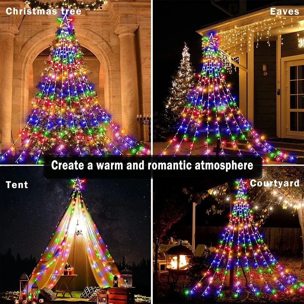 Christmas Decorations 2025 Waterproof Solar Lights LED 8 Modes Tree Light Gift Patio Lights Garden Decor Wedding Yard Porch Zpaxo