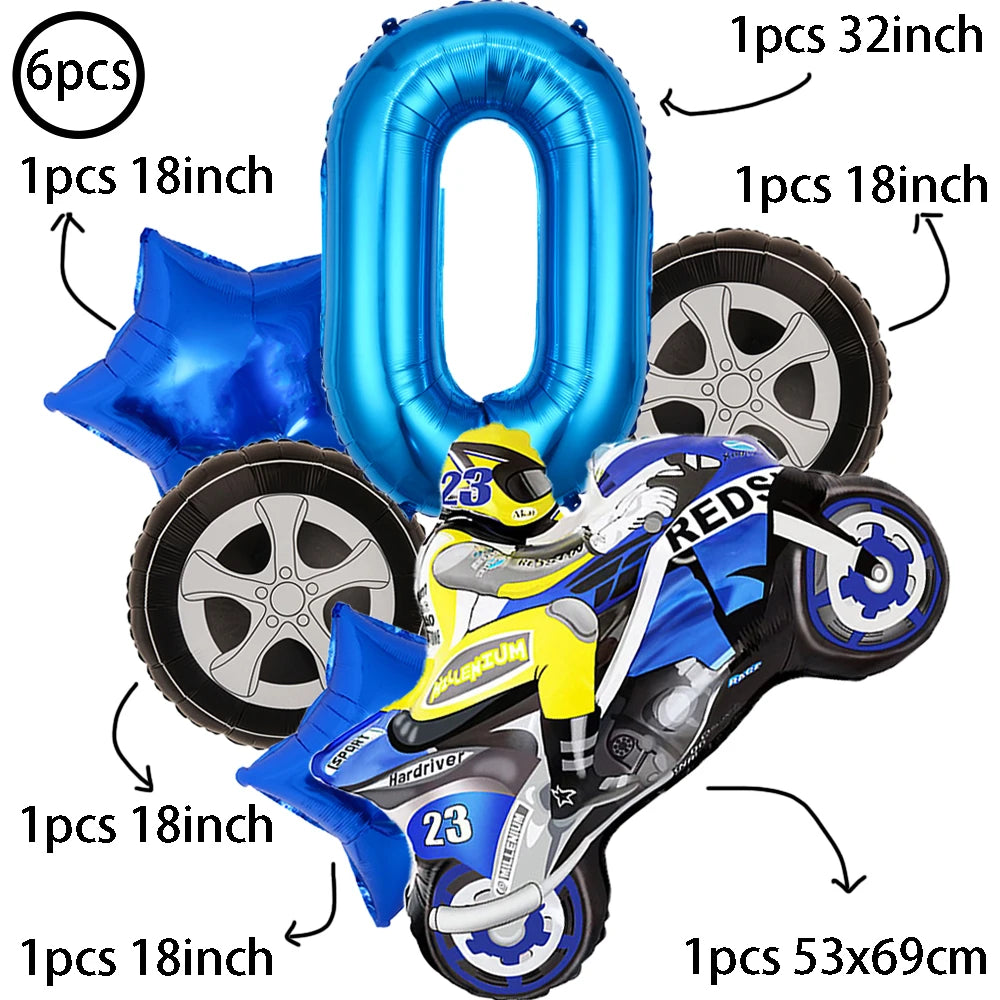 Large Motorcycle Foil Balloons Racing Car Balloon Boy Birthday Party
