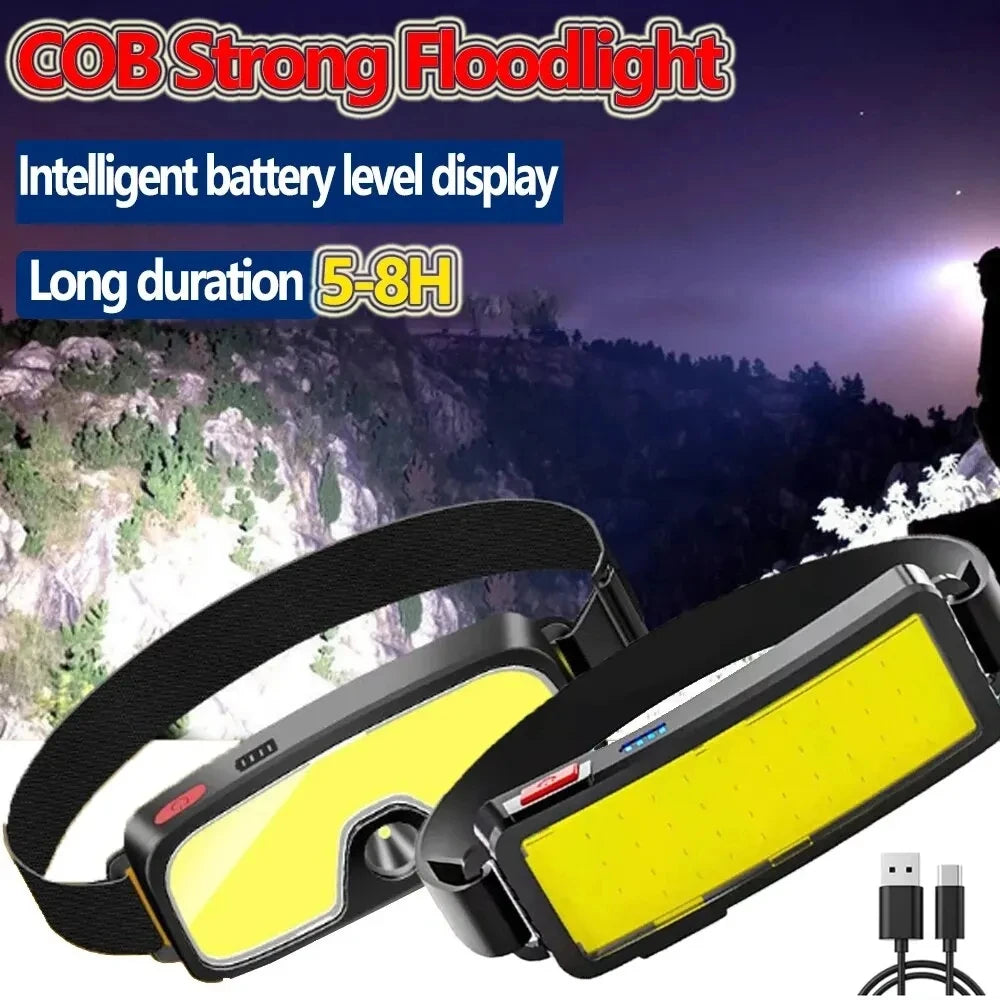 KDULIT COB LED Headlamp – USB-C Rechargeable, 500 Lumen