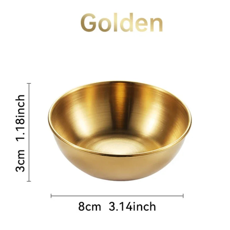 4pcs/2pcs Stainless Steel Golden Sauce Dishes Appetizer Seasoning Serving Dishes Sets Tray Spice Plates Kitchen Tableware Zpaxo