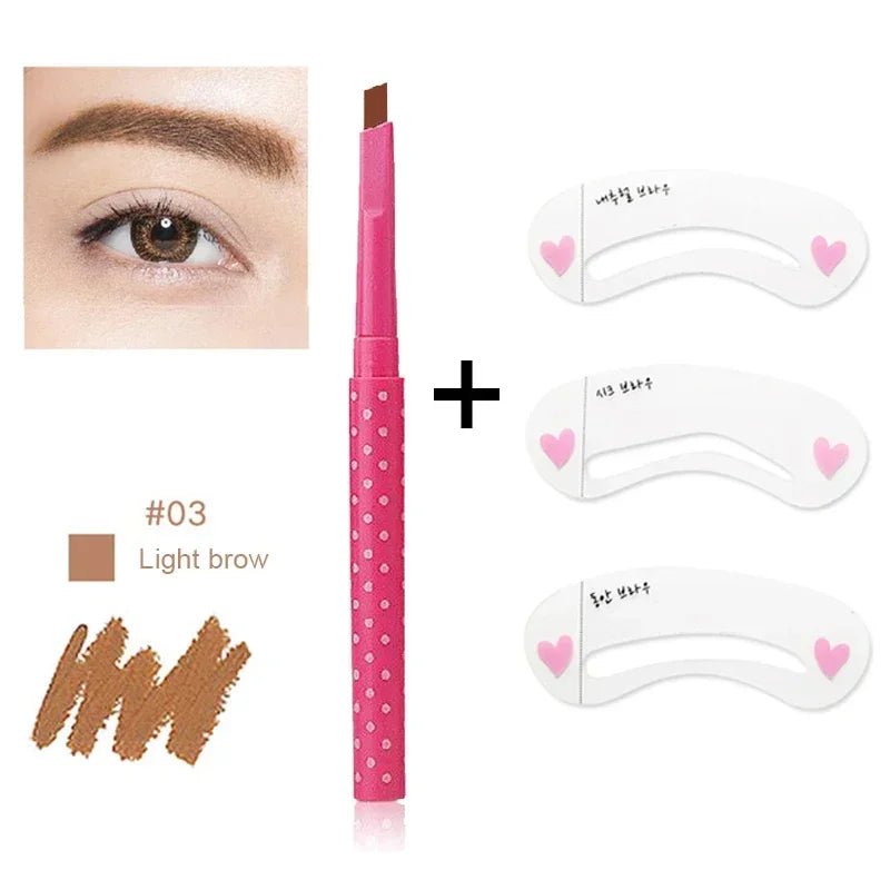 New Waterproof Eyebrow Pencil With Eye Brow Card Tool Lady Rotating Eyebrow Pencil 3Eyebrow Shaping DIY Eyebrow Pen Makeup Set Zpaxo 03With card