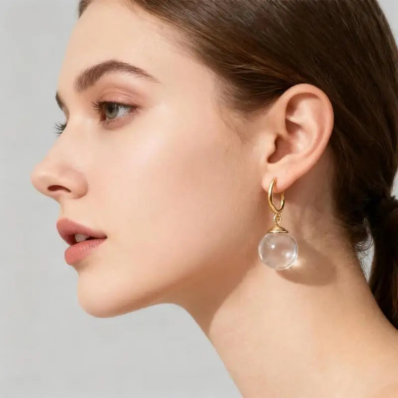 Spherical Glass Dangle Earrings – Women's Fashion Drop Earrings