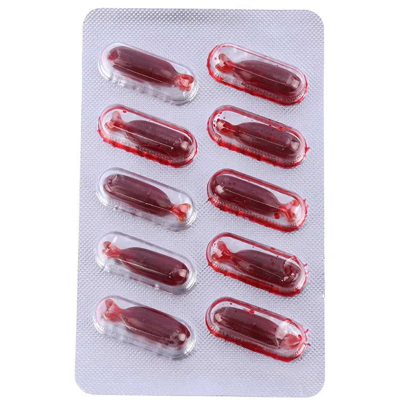 M10Pcs Fake Blood Pill Vampire Toy Capsules Horror Funny Halloween
