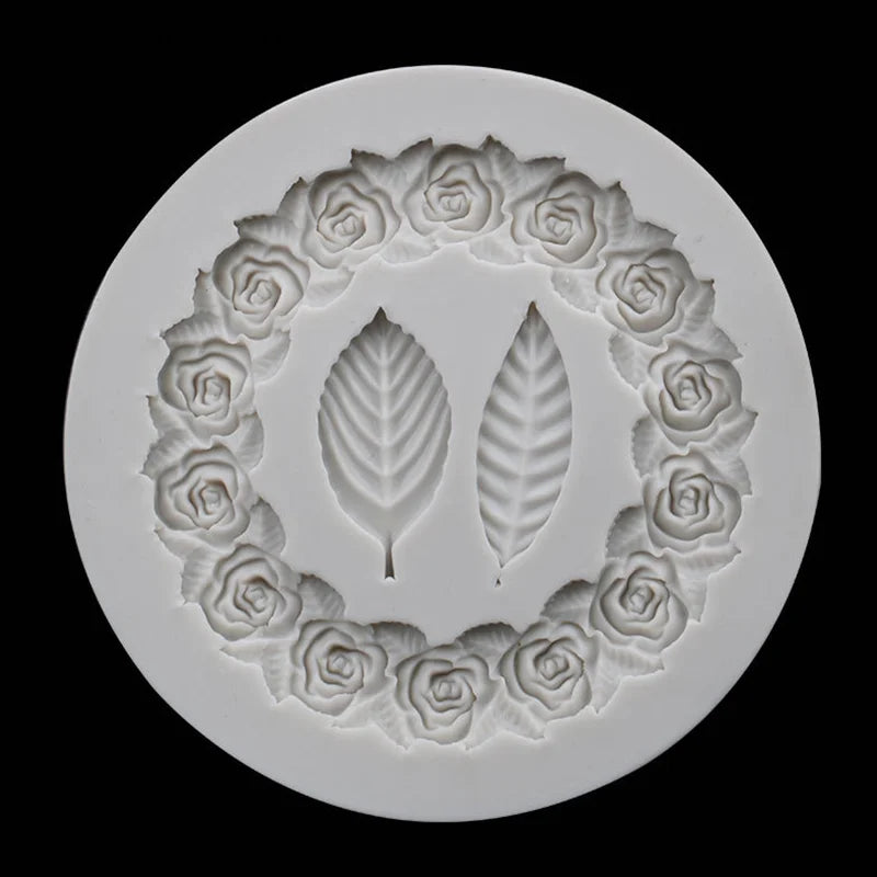 Retro Rosette Leaves Silicone Mold Cake Diy Chocolate Picture Frame