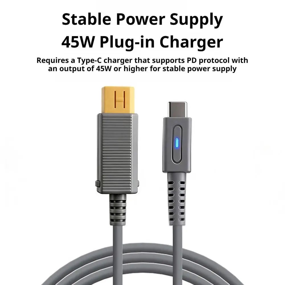 USB-C 45W PD Power Cable for Nintendo Wii U – 1.8m Cord Gaming Power Cable Zpaxo