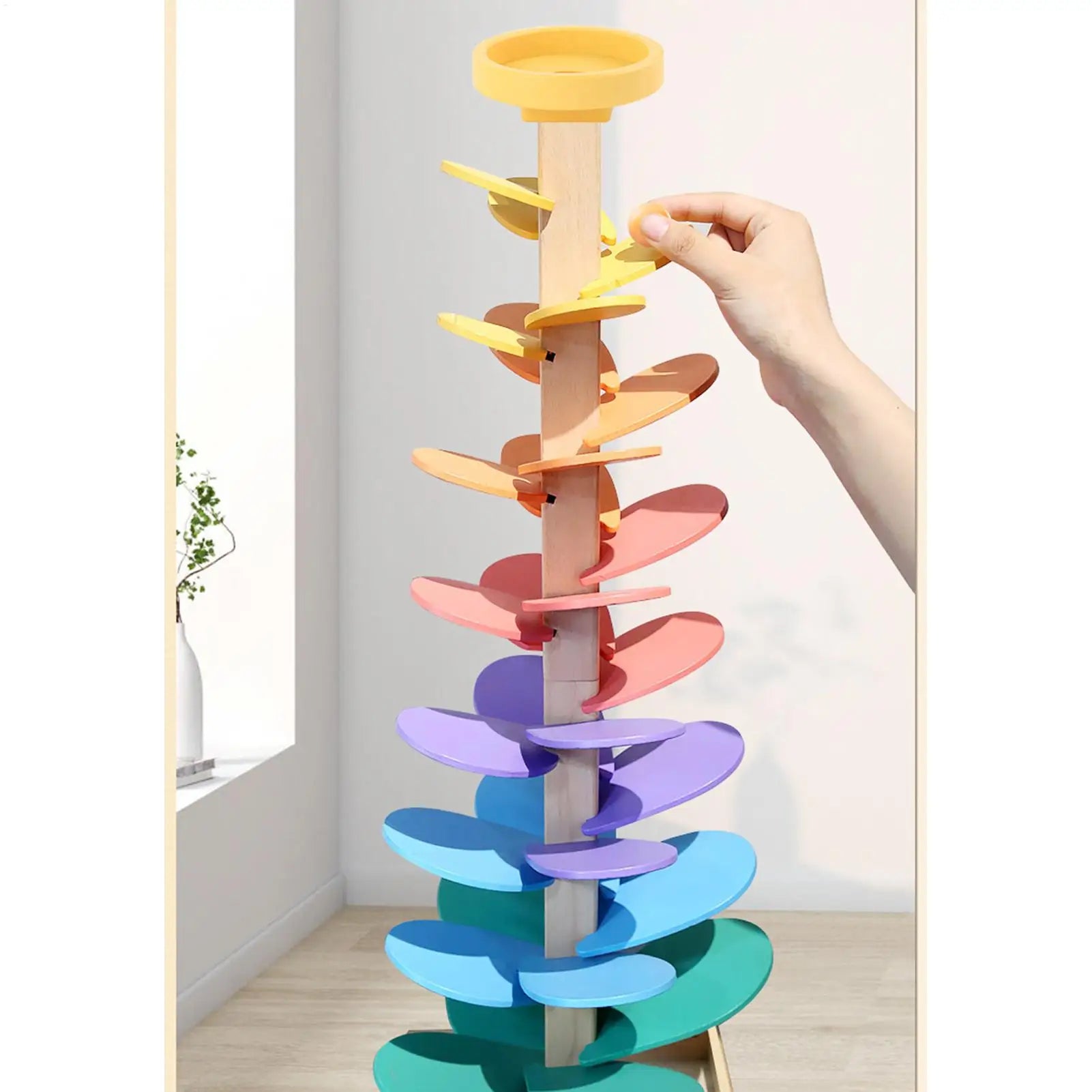 Toddler Ball Drop Toy Marble Run Learning Game Cognition Leaf Rolling
