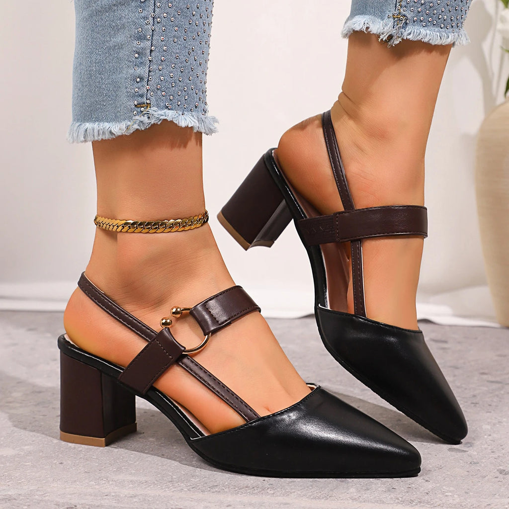 Women Sandals Outdoor Designer Shoes Pointed Toe Heels Fashion Solid Zpaxo black 36