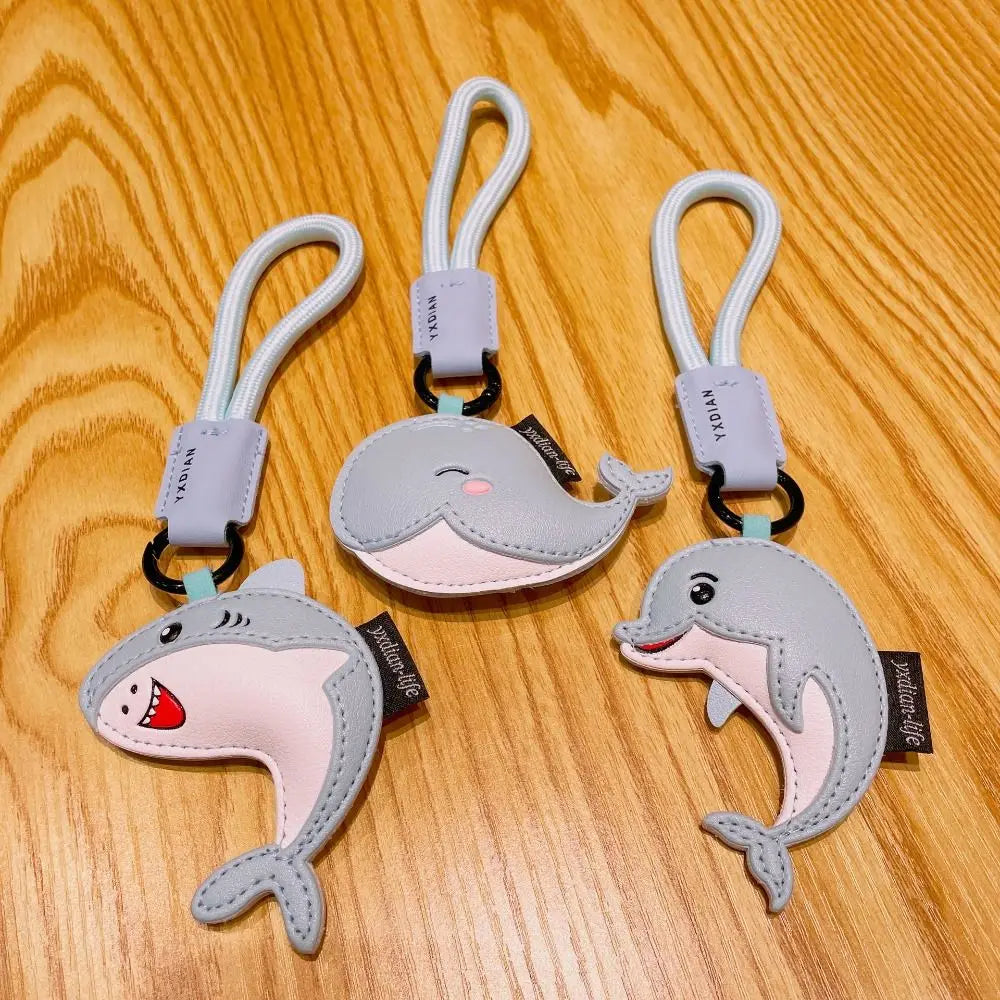 Funny PU Leather Dolphin Keychain Ocean Animal Shark Dolphin Pendant Birthday Gifts Bag Charms Car Keyring Girl/Boy Zpaxo