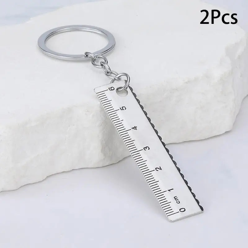 Stainless Steel Mini Ruler With Keychain - Measuring Tool For Office And School Supplies (Anti-loss Measuring Ruler) Zpaxo B1