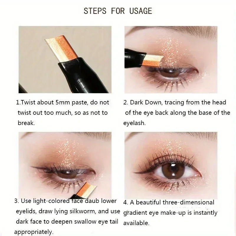 Shimmer Double Eyeshadow Stick Waterproof Long Lasting Two Tone Zpaxo
