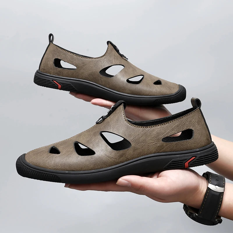 Summer Men Sandals Leather Mens Casual Shoes Outdoor Beach Roman Zpaxo 28712 42