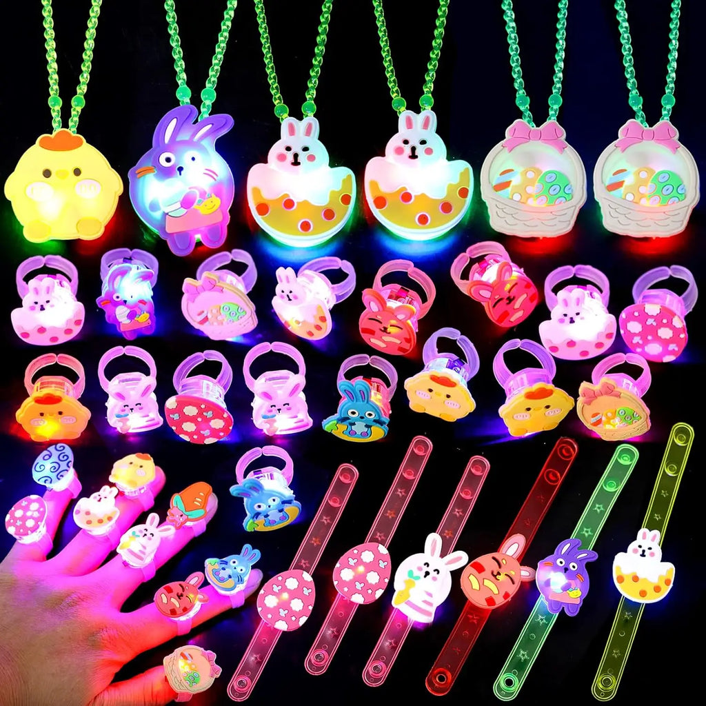Easter LED Light Up Ring Necklaces Bracelets Party Favors Basket