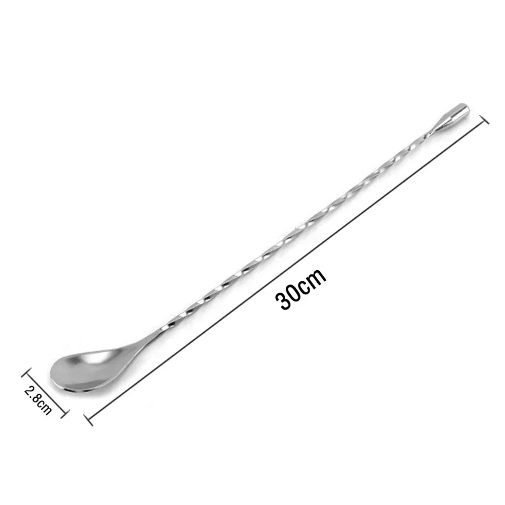 Kitchen 30cm Long Handle Cocktail Stirrers Bartender Mixing Stick Spoon Stainless Steel Barman Kit Accessories Whisky Shaker Bar Zpaxo