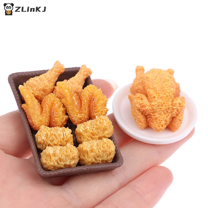▶1Set Mini Simulation Fried Chicken Miniatures Food Doll House Decor DIY Supplies Model Food Ornament Toy Dollhouse Accessories Zpaxo