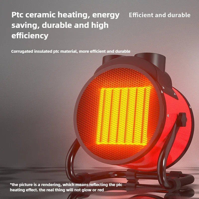 Electric Heating Fan 2000W Portable Space Heater Adjustable Thermostat 2 Heat Settings + Fan Mode Overheat & Tip-Over Protection Zpaxo