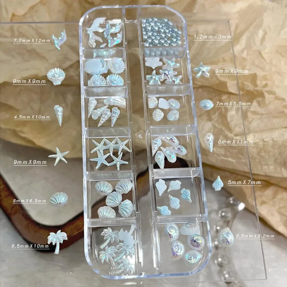 Self-adhesive Nail Art Decorations 12 Grids Box Glitter DIY Zpaxo Blue